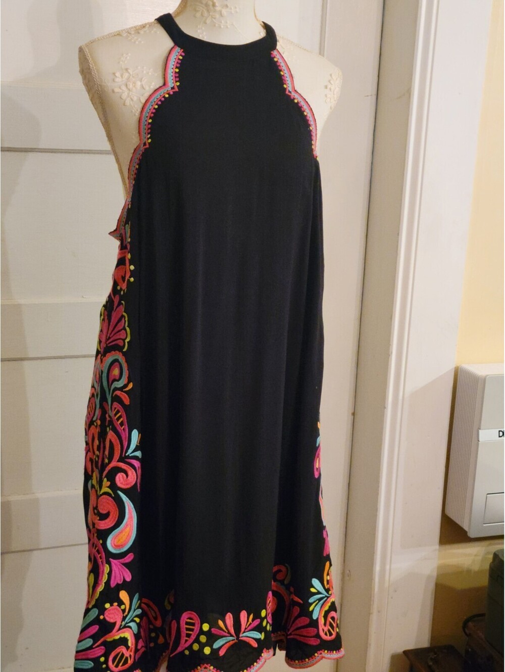 Lilly Pulitzer Quinn Dress Onyx Gypset Swirl Dress embroidered tunic Swing L